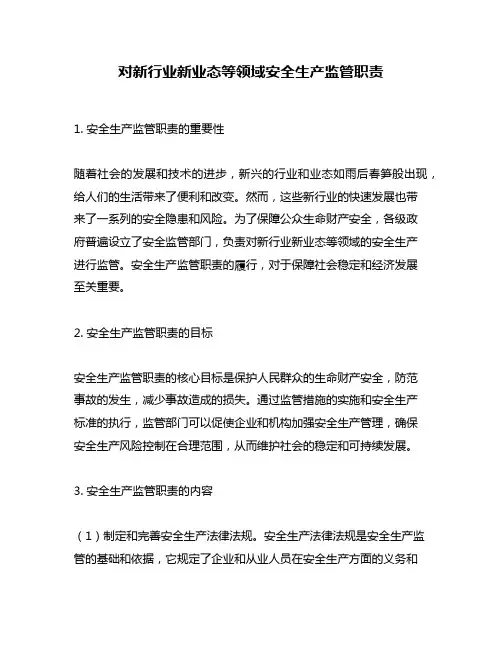 对新行业新业态等领域安全生产监管职责