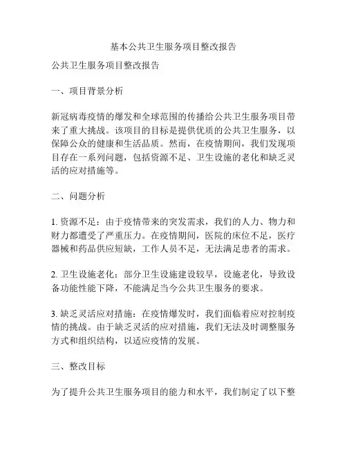 基本公共卫生服务项目整改报告