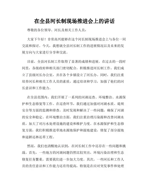 在全县河长制现场推进会上的讲话