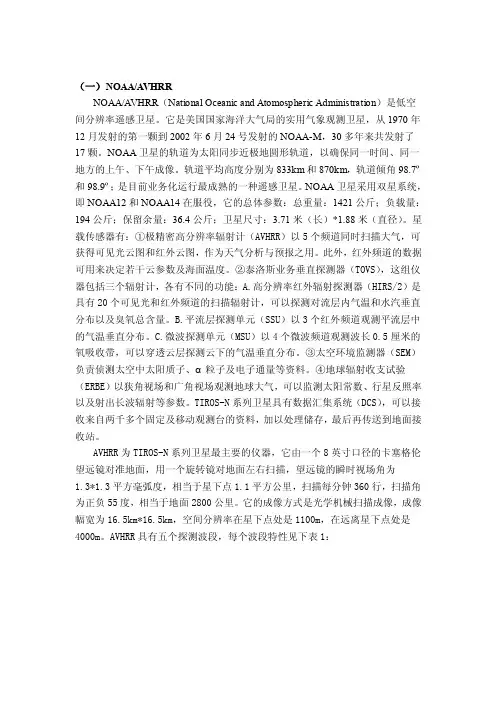常用遥感数据和波段用途