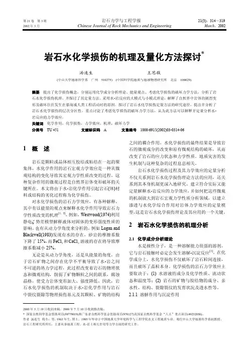 岩石水化学损伤的机理及量化方法探讨