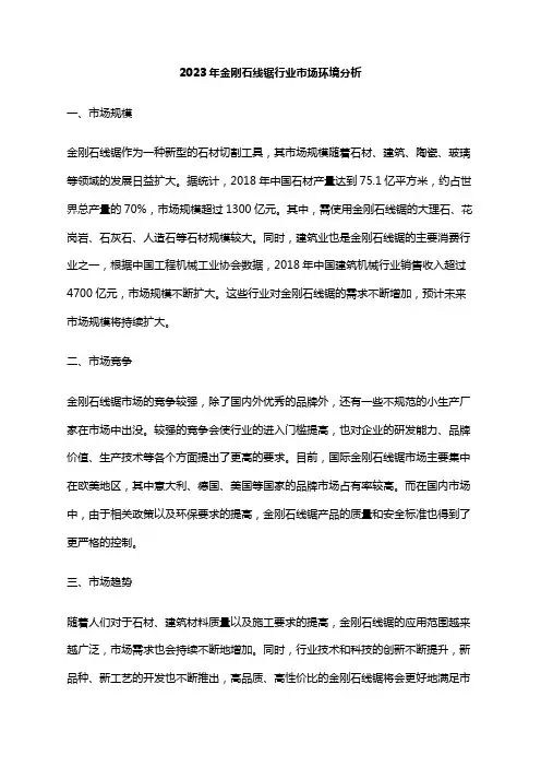 2023年金刚石线锯行业市场环境分析