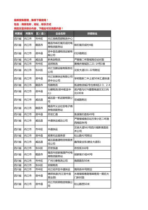 新版四川省内江市货运企业公司商家户名录单联系方式地址大全300家