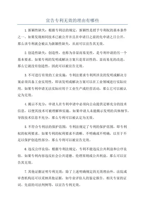 宣告专利无效的理由有哪些