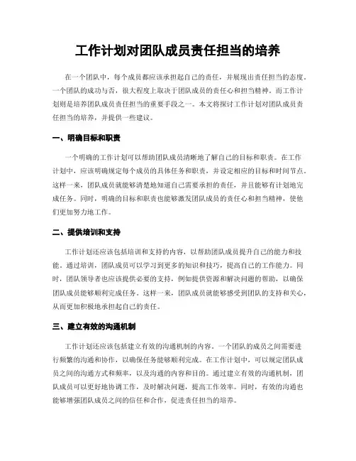 工作计划对团队成员责任担当的培养