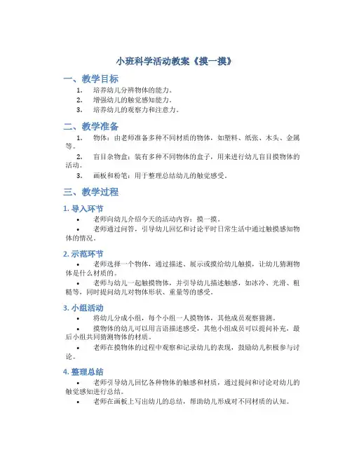 小班科学活动教案《摸一摸》