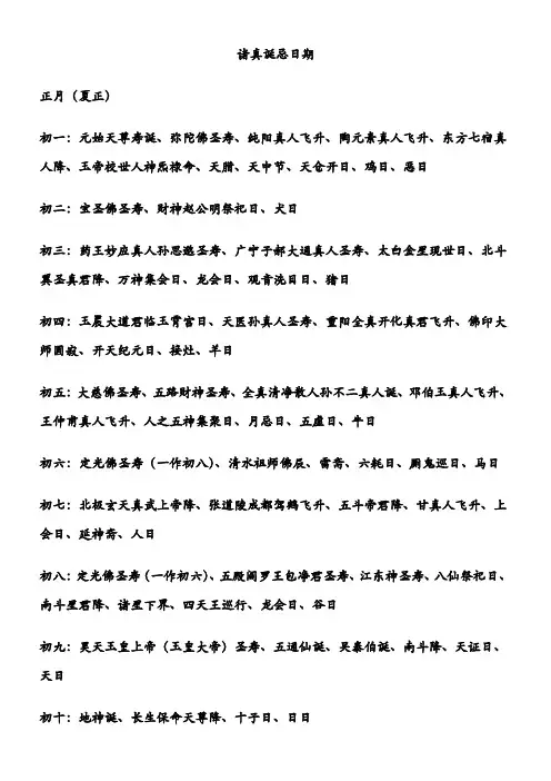 诸真诞忌日期