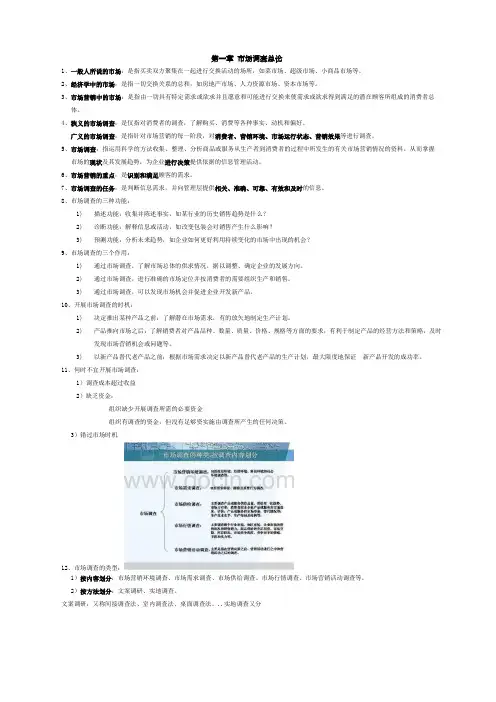 自考市场调查新复习重点整理