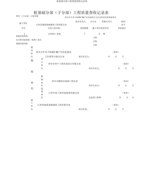 桩基础分部工程质量验收记录表