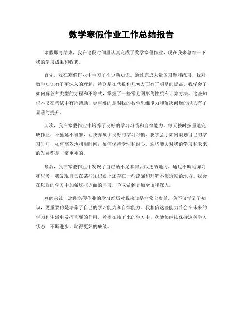 数学寒假作业工作总结报告