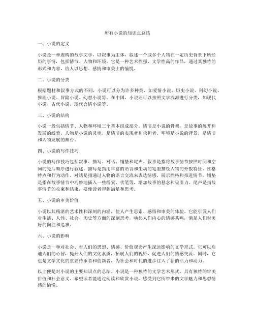 所有小说的知识点总结