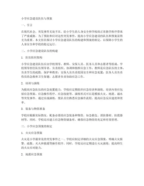 小学应急建设的队伍,预案