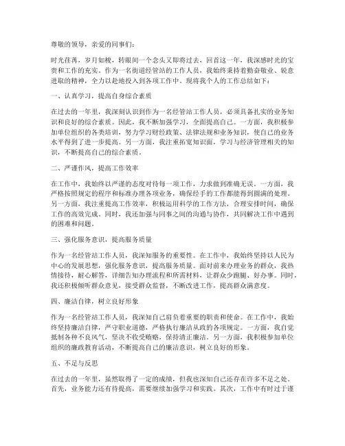 街道经管站个人工作总结