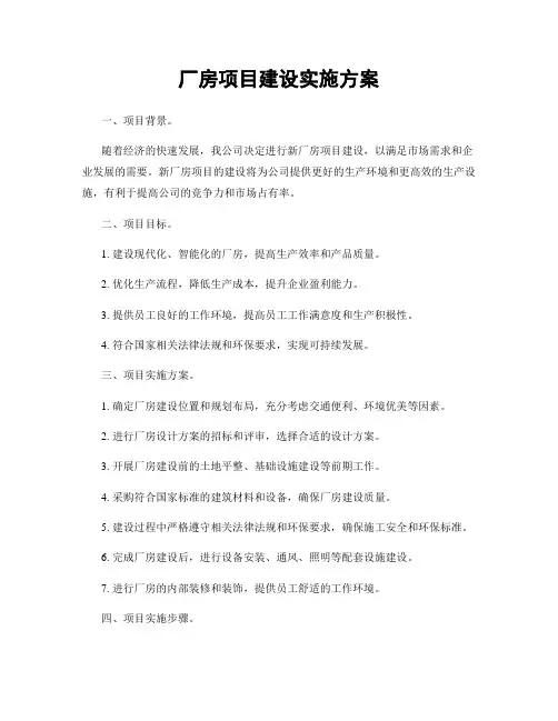 厂房项目建设实施方案