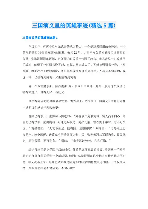三国演义里的英雄事迹(精选5篇)