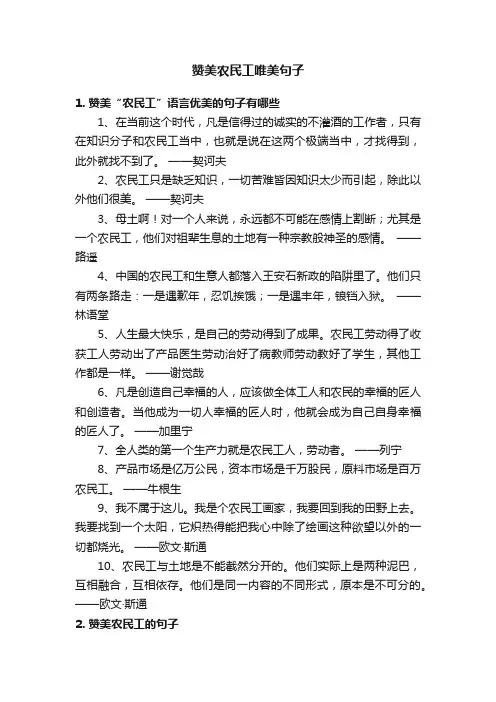 赞美农民工唯美句子