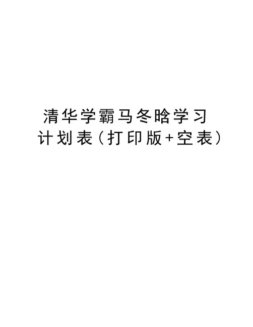 清华学霸马冬晗学习计划表(打印版+空表)资料