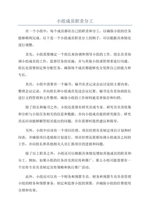小组成员职责分工