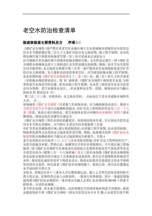 煤矿企业老空水防治检查清单