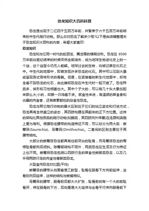 恐龙知识大百科科普