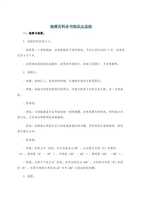 地理百科全书知识点总结