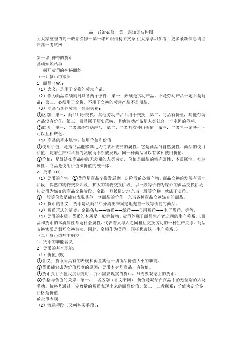 高一政治必修一第一课知识结构图