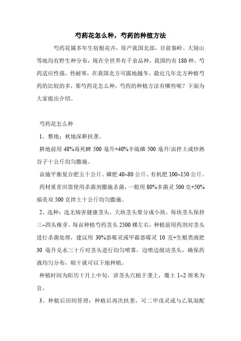 芍药花怎么种,芍药的种植方法.doc
