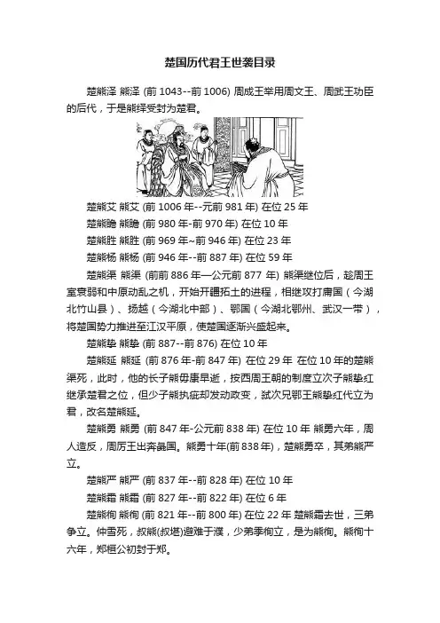 楚国历代君王世袭目录