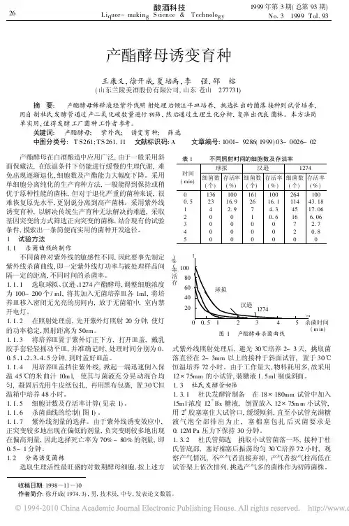 产酯酵母诱变育种