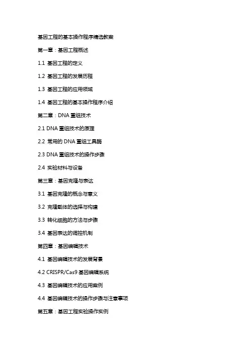 基因工程的基本操作程序教案