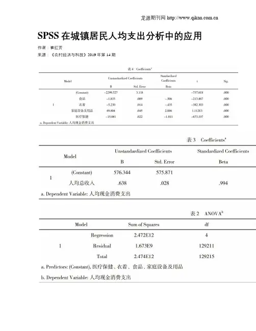 SPSS在城镇居民人均支出分析中的应用