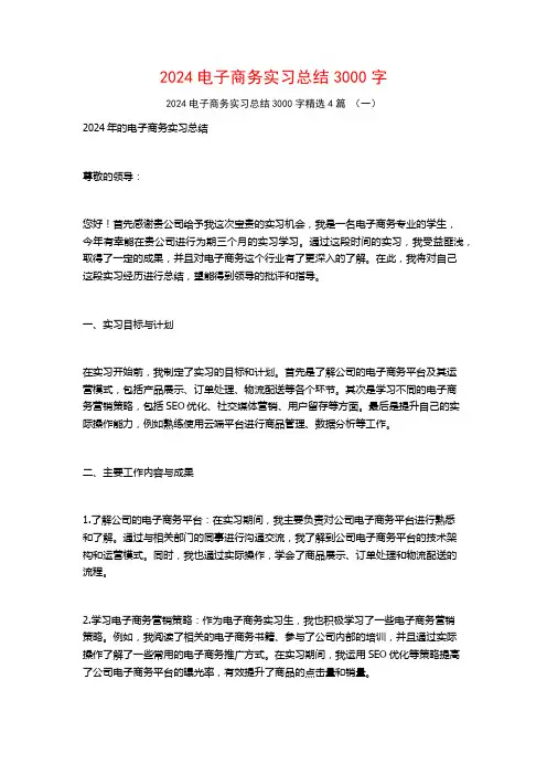 2024电子商务实习总结3000字4篇