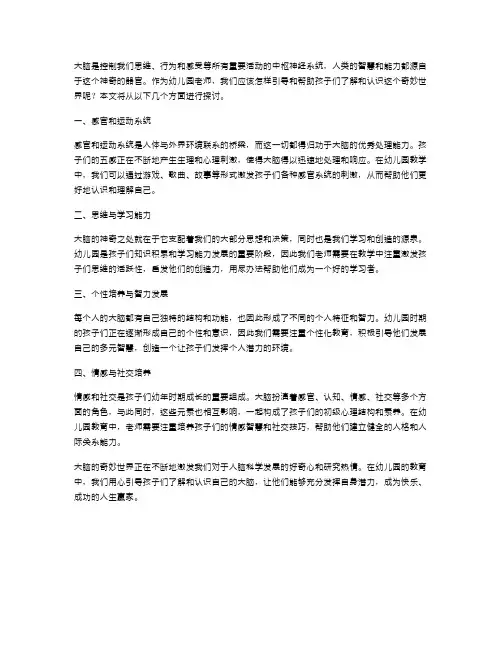 大脑的奇妙世界幼儿园大班教案