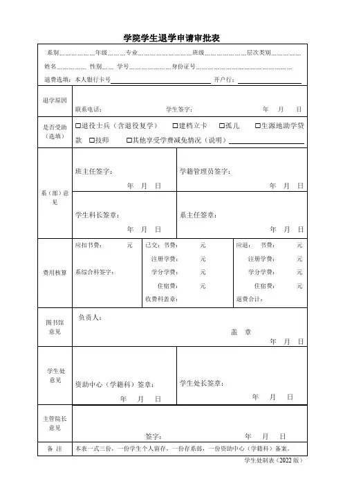 学生退学审批表