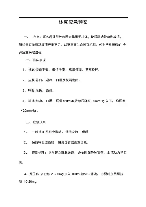 休克应急预案