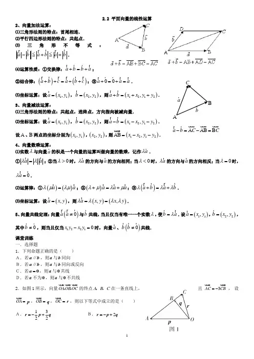 2.2 平面向量的线性运算