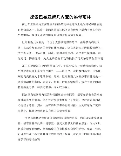 探索巴布亚新几内亚的热带雨林