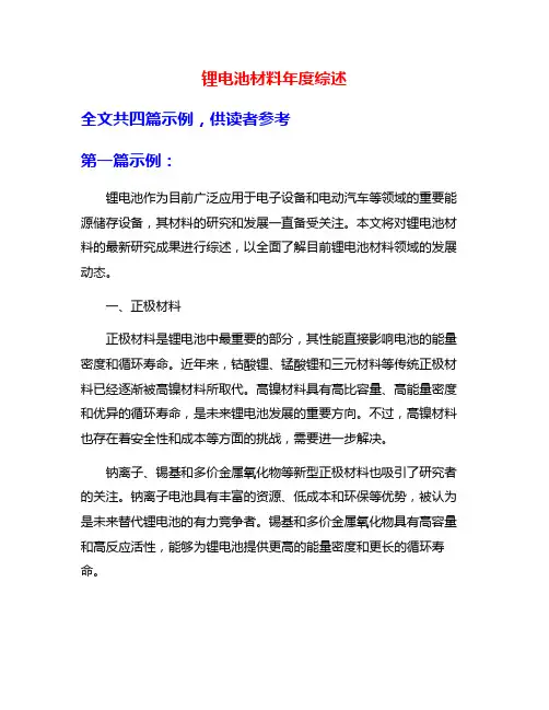锂电池材料年度综述