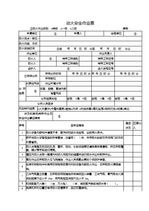 动火安全作业票(2)