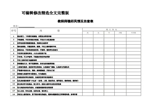 教师师德师风情况自查表全