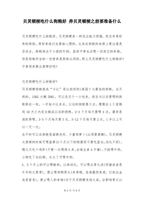 贝灵顿梗吃什么狗粮好 养贝灵顿梗之前要准备什么