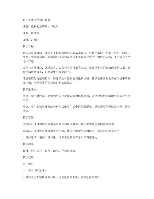 初中美术《色彩》教案