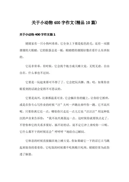 关于小动物400字作文(精品10篇)