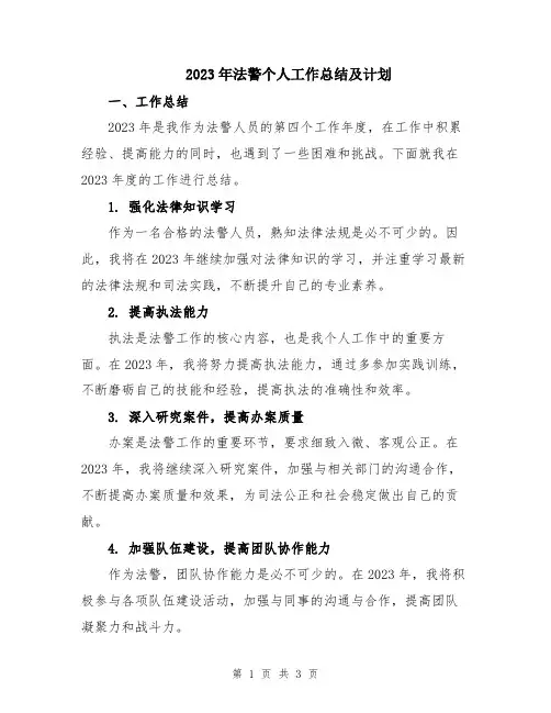 2023年法警个人工作总结及计划