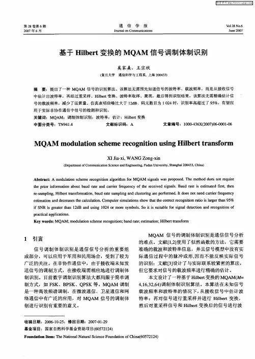 基于Hilbert变换的MQAM信号调制体制识别