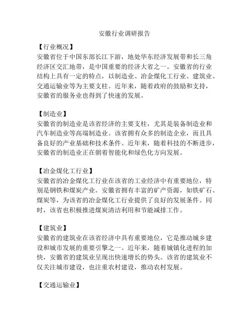 安徽行业调研报告