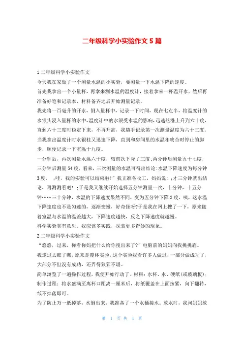 二年级科学小实验作文5篇
