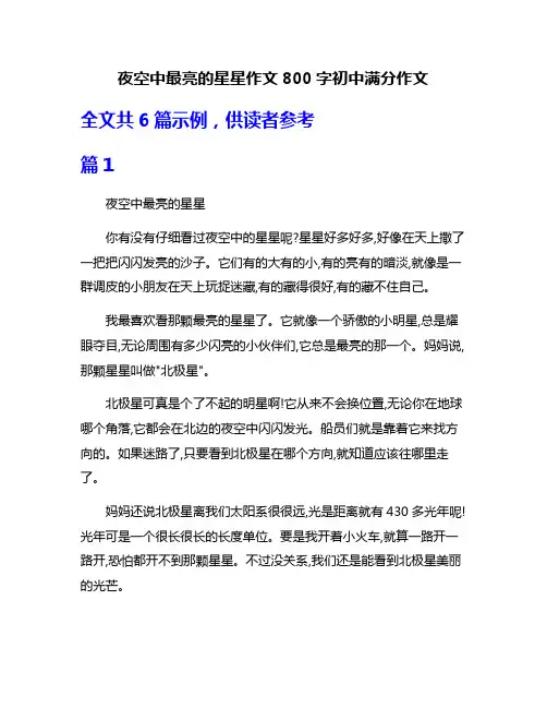 夜空中最亮的星星作文800字初中满分作文