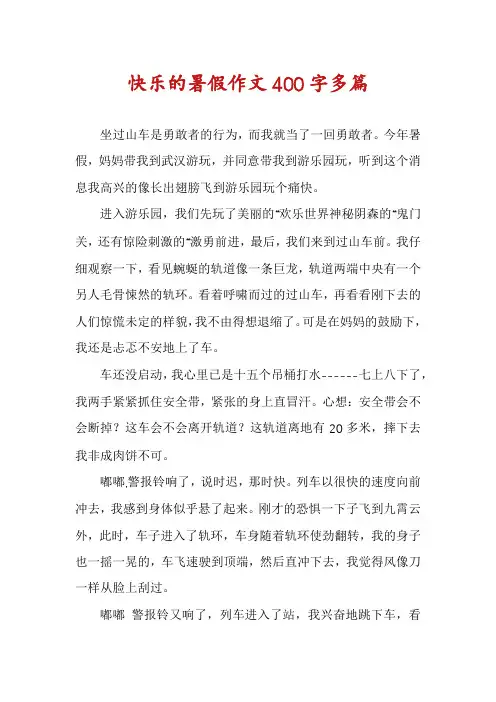 快乐的暑假作文400字多篇