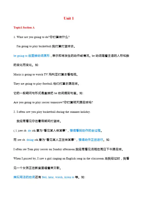 Unit1-Topic1知识点2023-2024学年英语八年级上册